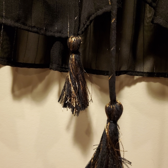 Zara sheer black blouse with gold threading - Picture 4 of 6